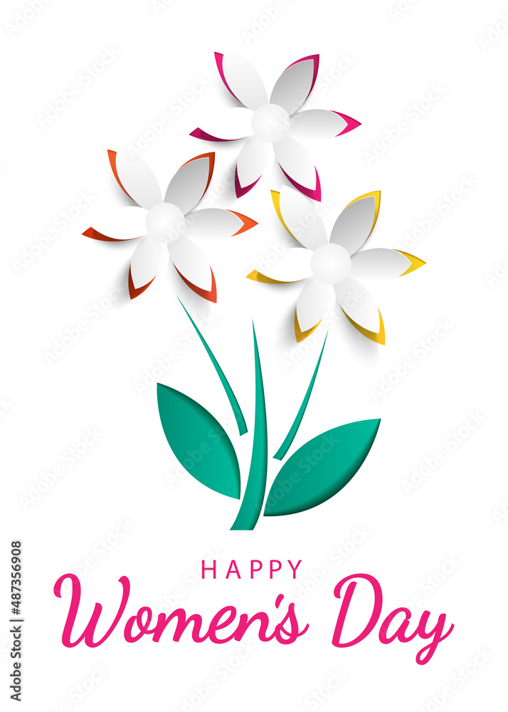Happy Women's Day.Mothers Day. Set of Greeting card for 8 March with a flowers. Paper cut spring flowers bouquet in vase.For brochures, postcards, tickets, banners. Happy Women's Day.Mothers Day. Set of Greeting card for 8 March with a flowers. Paper cut spring flowers bouquet in vase.For brochures, postcards, tickets, banners.
