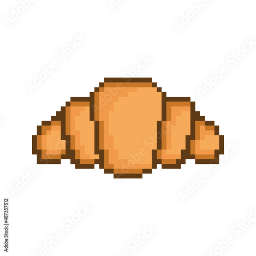 pixel croissant icon vector sign for 8 bit game