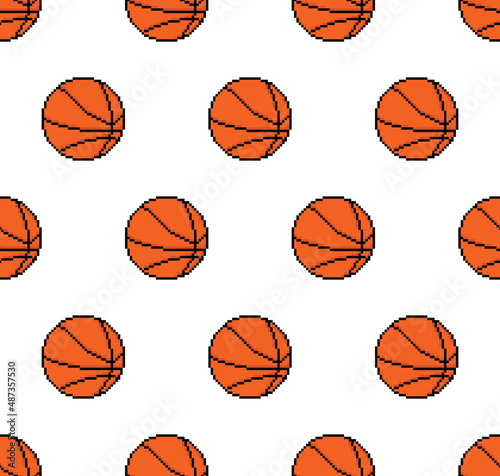 pixel basketball ball background Seamless basketball  pixelized texture pattern vector  © veronchick84