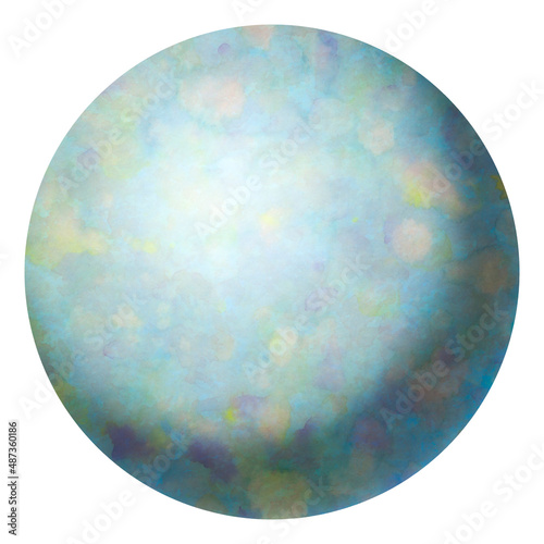 Planet watercolor in digital processing. Abstract planet isolated on white background. Decorative texture similar to the surface of the planet.