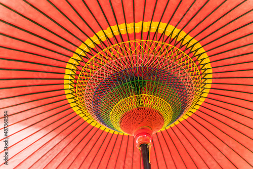 asian umbrella detail handmade decorated close up