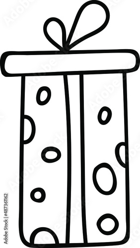 Doodle gift box. Hand drawn element for paper, stickers, posters and prints. Hand drawn simple illustration. EPS 10