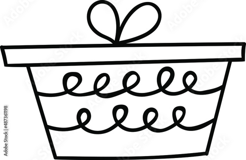 Doodle gift box. Hand drawn element for paper, stickers, posters and prints. Hand drawn simple illustration. EPS 10