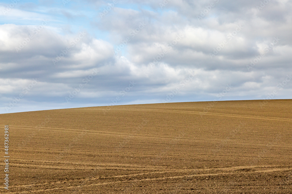 Ploughed fields in Sussex on a spring day