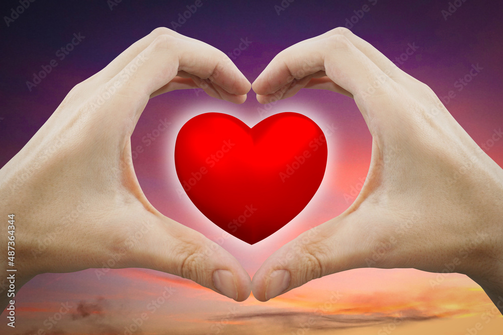 Obraz premium Heart forming heart shape - love concept - 3D rendering