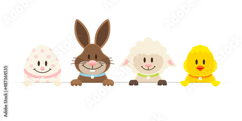 Osterei, Osterhase, Schaf & Küken Banner