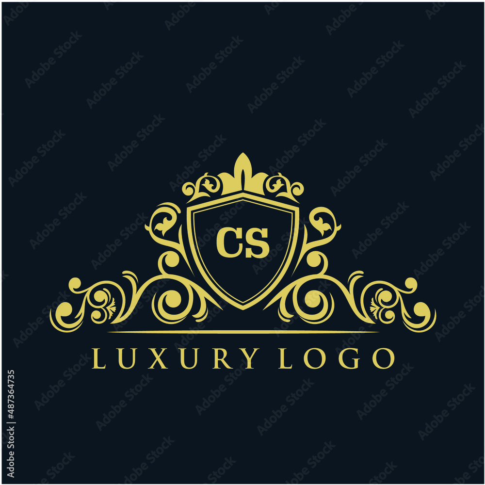 Letter Initial CS with Royal Template. luxury gold vector logo design ...