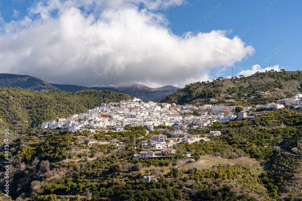 whitewashed village in the hills above Malaga in the Andalusian backcountry