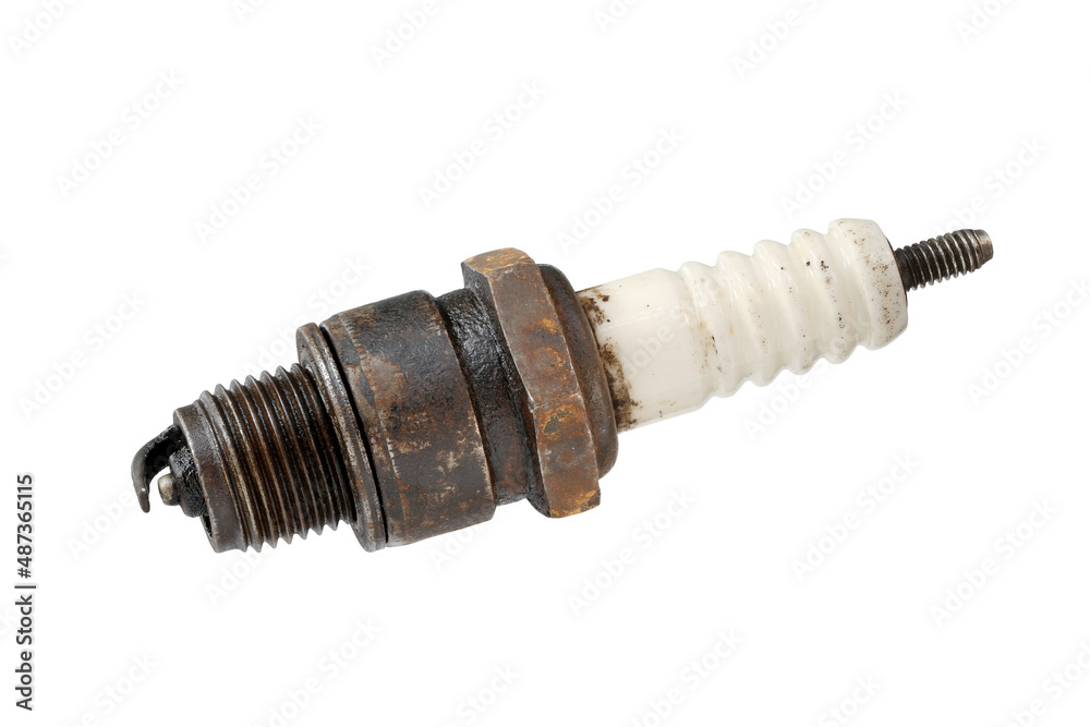 Old spark plug (with clipping path) isolated on white background Old spark plug (with clipping path) isolated on white background