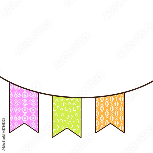 illustration of a festive garland in the form of colorful flags