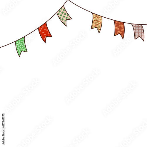 illustration of a festive garland in the form of colorful flags