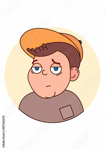Cute little baby with tired face emotion.
