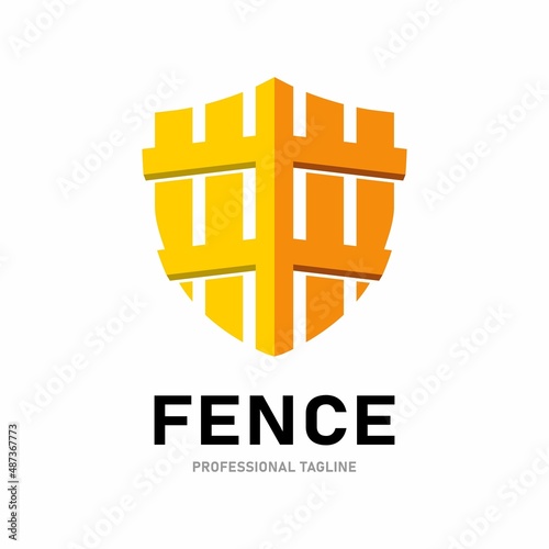 Shield fence vector logo template. Suitable for business, web, security and design
