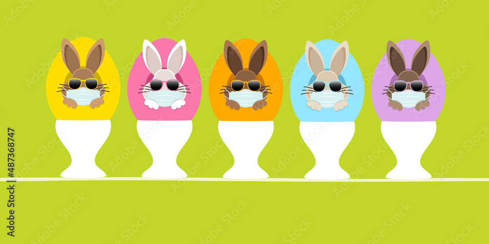 5 Osterhasen Maske Sonnenbrille In Ei Eierbecher Vorn Grün 5 Osterhasen Maske Sonnenbrille In Ei Eierbecher Vorn Grün