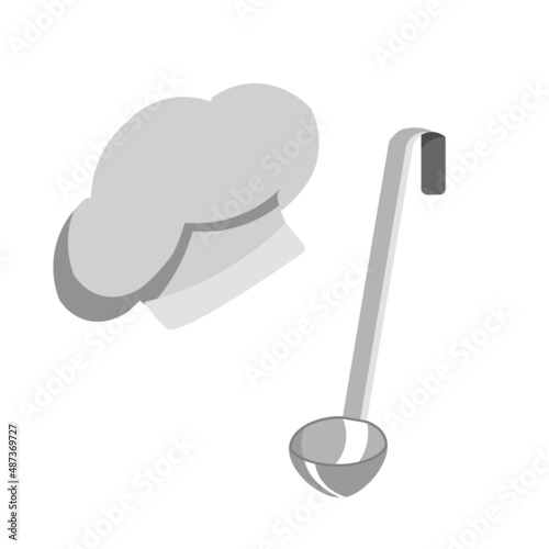 Vector illustration of chef cap and kitchen spoon