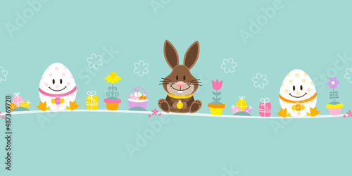 Osterhase & 2 Ostereier Icons Türkis