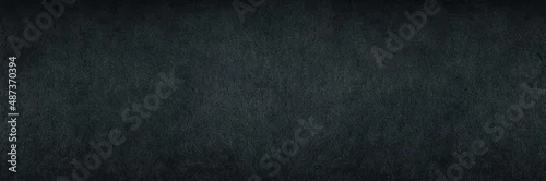 Panel kuchenny z motywem Black shale wide panoramic texture. Dark grey gloomy grunge abstract widescreen banner background