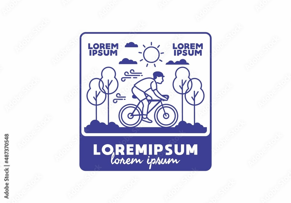 illustration badge of riding bicycle illustration badge of riding bicycle