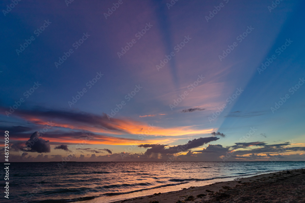 Beautiful sunrise on the ocean shore in the morning Beautiful sunrise on the ocean shore in the morning