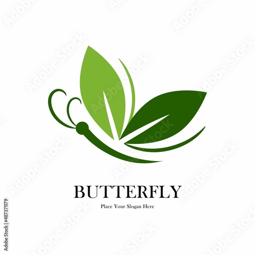 Photography Butterfly leaf vector logo design.