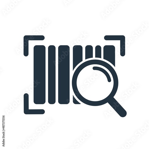 barcode search icon.  barcode scanner symbol isolated on a white background.