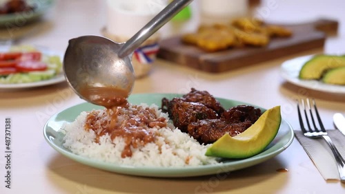 typical dominican food on a table