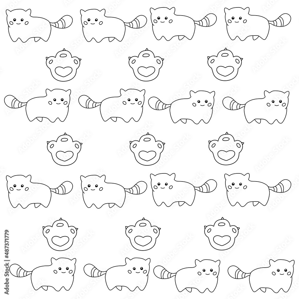 Vector illustration Doodle various Elements Animals Plant Cats Pattern,Cute sketches