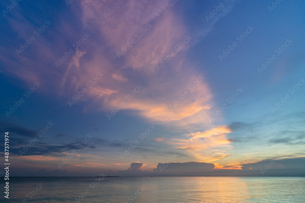 Beautiful sunrise on the ocean shore in the morning Beautiful sunrise on the ocean shore in the morning