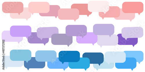 set of blank colorful square speech bubble, chatbox, conversation box, speaking balloon, thinking balloon, thought bubble