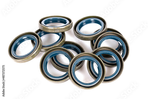 a bunch of bearings on a white isolated background