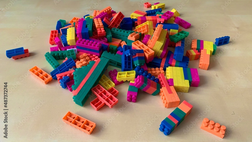 Children's multi-colored constructor for the play and relaxation of a small child