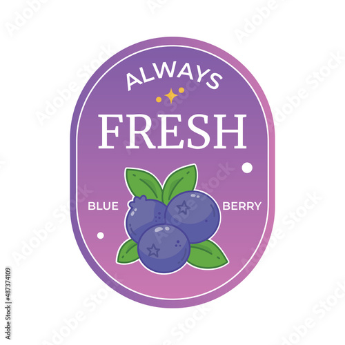 blueberry retro fruit sticker label