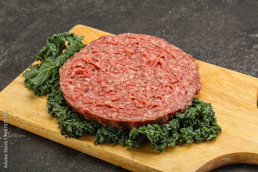 Raw beef burger cutlet for burger Raw beef burger cutlet for burger