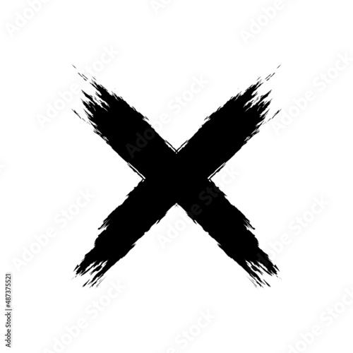 Grunge letter X Hand drawn X mark vector template. Brush X vector. wrong, not true, rijected