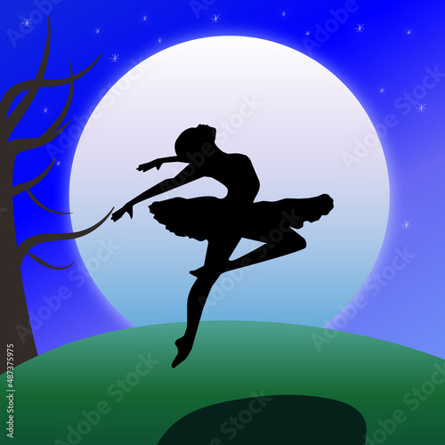 ballerina on the background of the moon