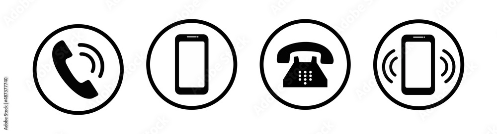Phone icon vector. Set of flat Phone and mobile phone symbol collection - obrazy, fototapety, plakaty 