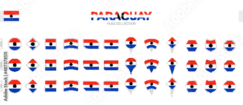 Large collection of Paraguay flags of various shapes and effects.