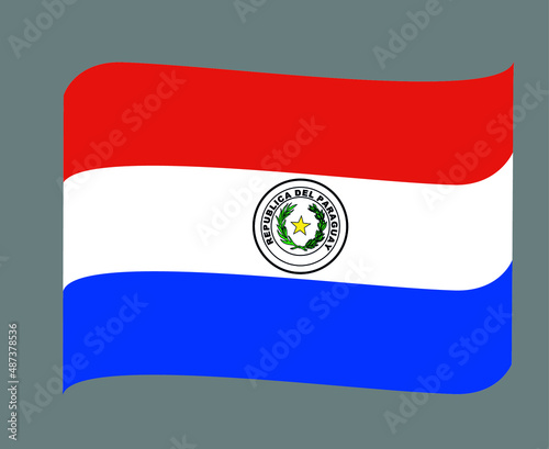 Paraguay Flag National Europe Emblem Ribbon Icon Vector Illustration Abstract Design Element