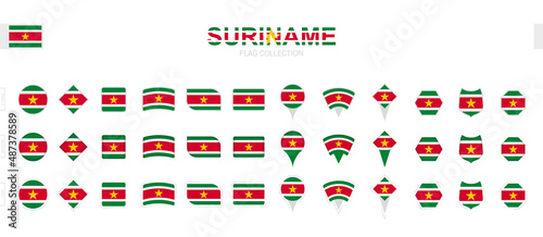 Large collection of Suriname flags of various shapes and effects.
