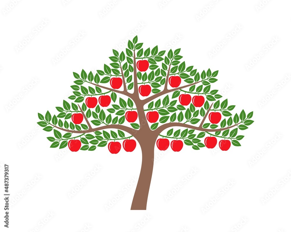 Apple tree  logo. Isolated apple tree on white background