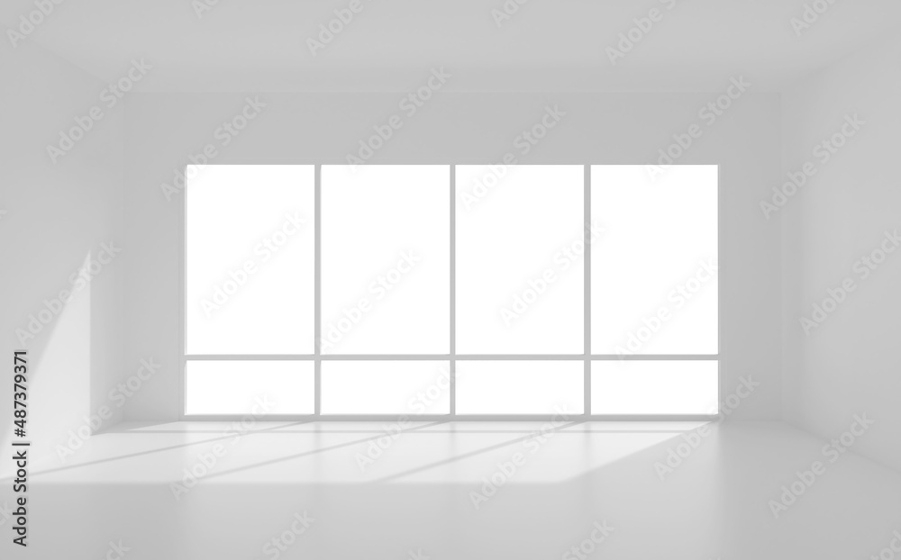 White room interior space for background with soft shadow.