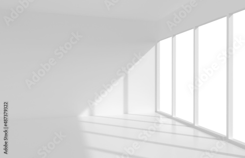 White room interior space for background with soft shadow.