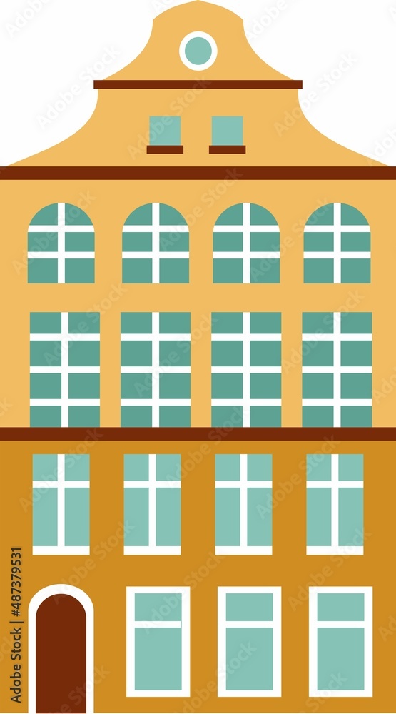 Vector Illustration retro-styled house in Flat Style. Colorful old city house in european style.