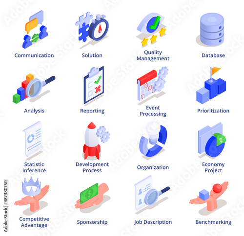 Business Intelligence Isometric Set