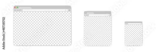 Browser window , mockup. Browser in flat styl for diffrent device . smart phone, tablet and desktop computer. Mockup for web site design. Vector illustration .