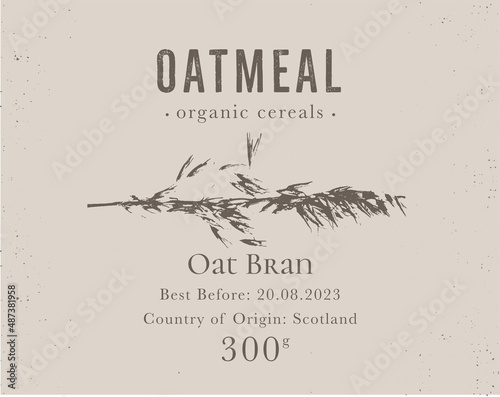 Set of customizable oatmeal labels of Natural healthy food. Cereal oat products packaging templates. Contemporary design for Cosmetics, Pharmacy, bakery