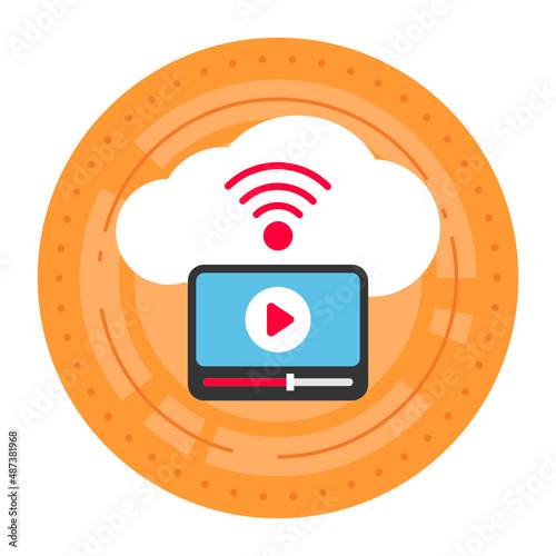 Enterprise-Grade Lightning-Fast Live Streaming Concept, cloud-based on-demand video Vector Icon Design, Cloud Processing Symbol, Computing Services Sign, Web Servics and Data Center stock illustration