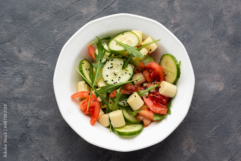 A bowl of fresh vegetable salad for lunch A bowl of fresh vegetable salad for lunch