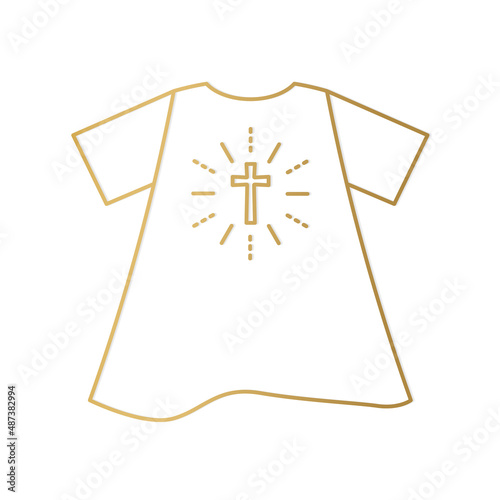 Fototapeta golden christening, baptismal gown icon - vector illustration