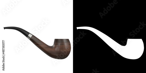 Print op canvas 3D rendering illustration of a tobacco pipe